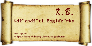 Kárpáti Boglárka névjegykártya